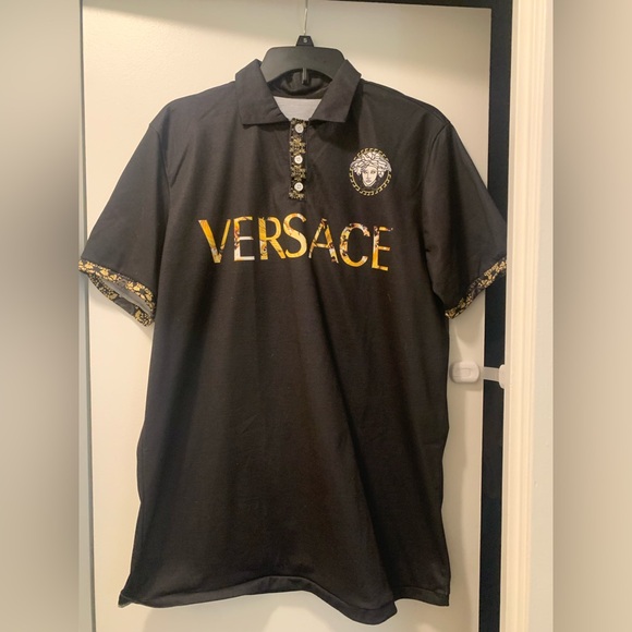 Versace Black Polo with Gold Accents - Picture 1 of 2